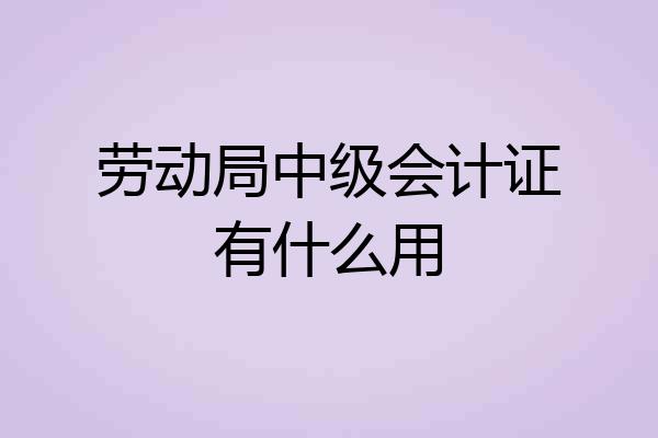 劳动局中级会计证有什么用