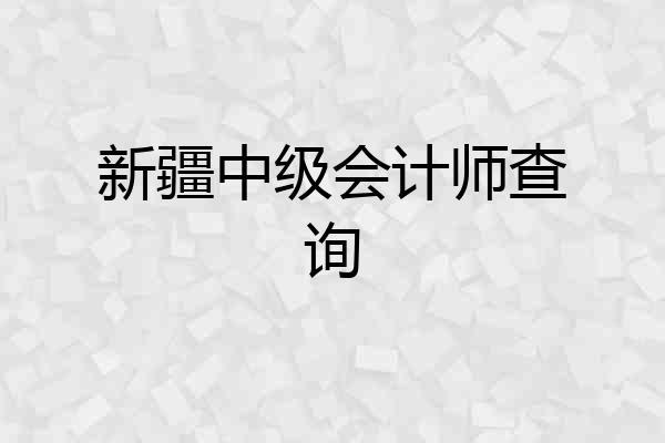 新疆中级会计师查询