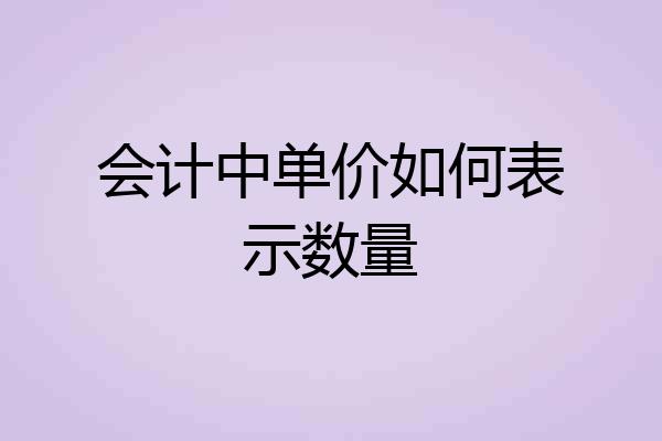 会计中单价如何表示数量
