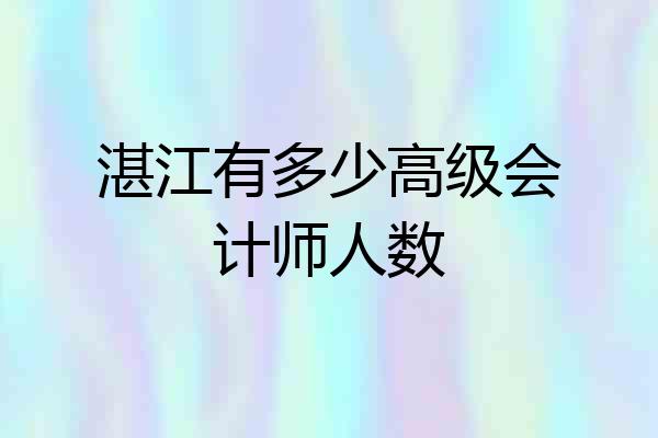 湛江有多少高级会计师人数