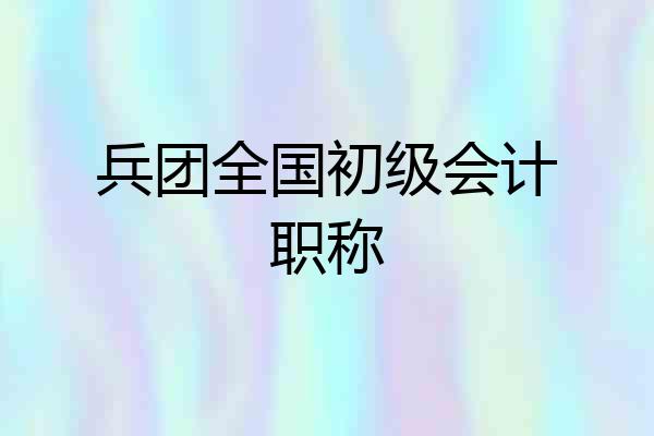 兵团全国初级会计职称