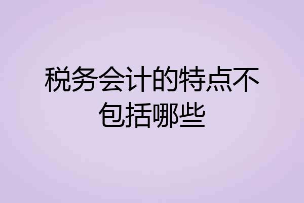 税务会计的特点不包括哪些