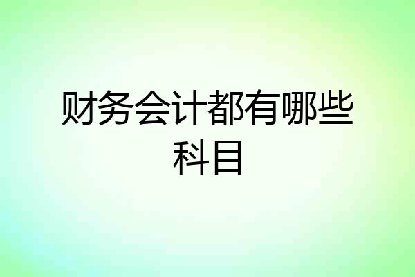 财务会计都有哪些科目