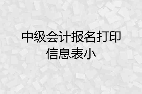 中级会计报名打印信息表小