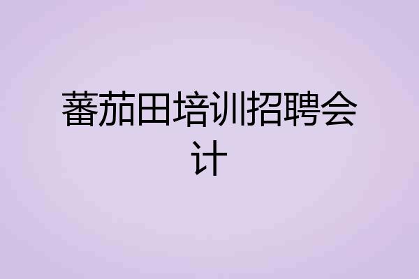 蕃茄田培训招聘会计