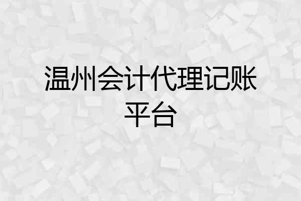温州会计代理记账平台