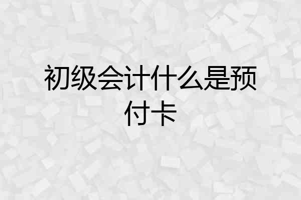 初级会计什么是预付卡