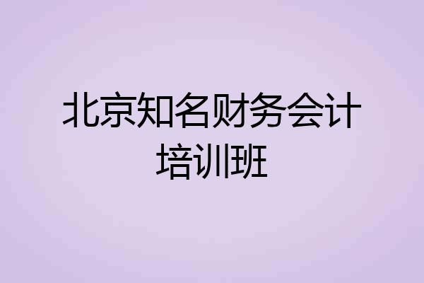 北京知名财务会计培训班