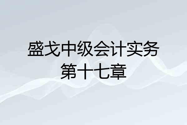 盛戈中级会计实务第十七章