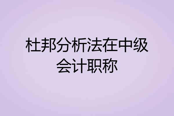 杜邦分析法在中级会计职称