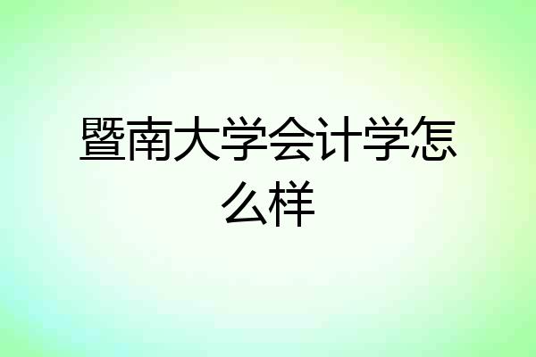 暨南大学会计学怎么样