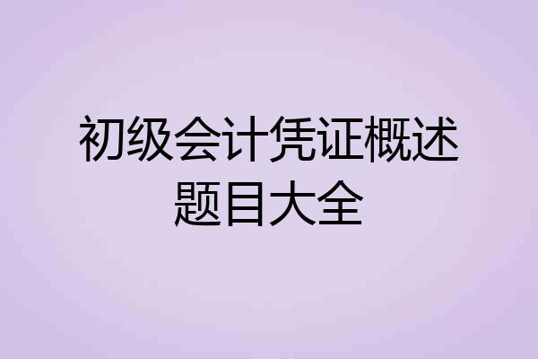 初级会计凭证概述题目大全