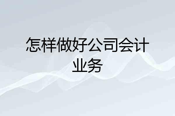 怎样做好公司会计业务