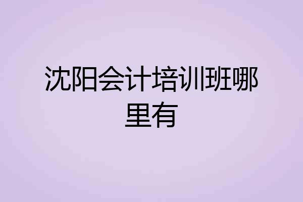 沈阳会计培训班哪里有