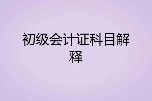 初级会计证科目解释