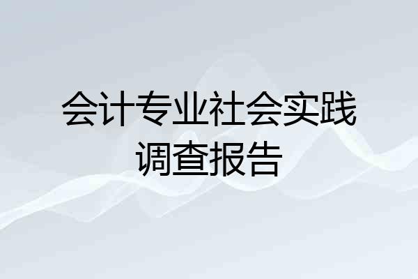 会计专业社会实践调查报告