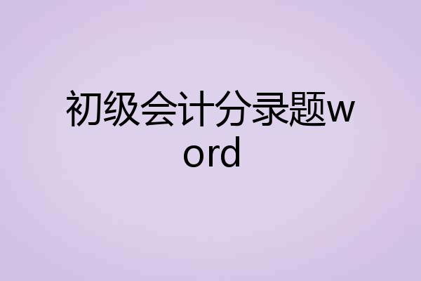 初级会计分录题word
