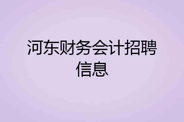 河东财务会计招聘信息