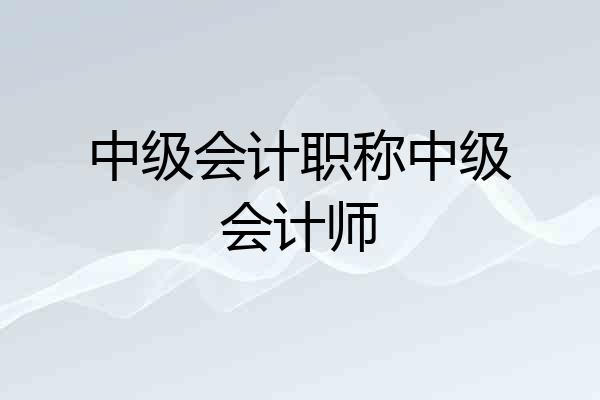 中级会计职称中级会计师