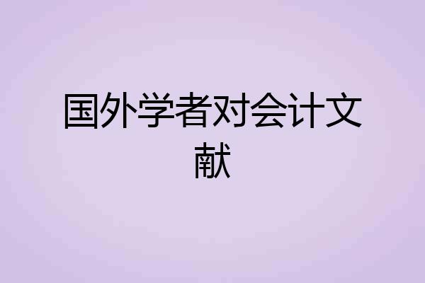 国外学者对会计文献