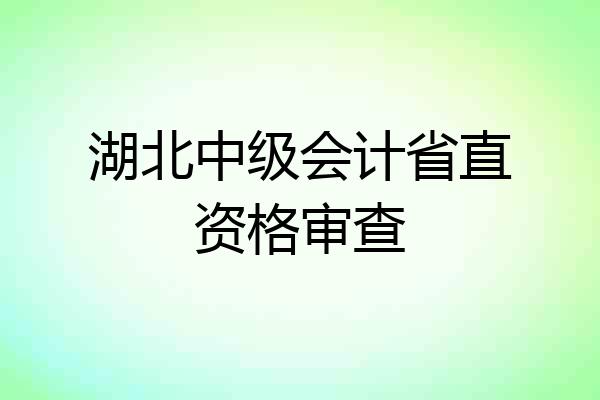 湖北中级会计省直资格审查