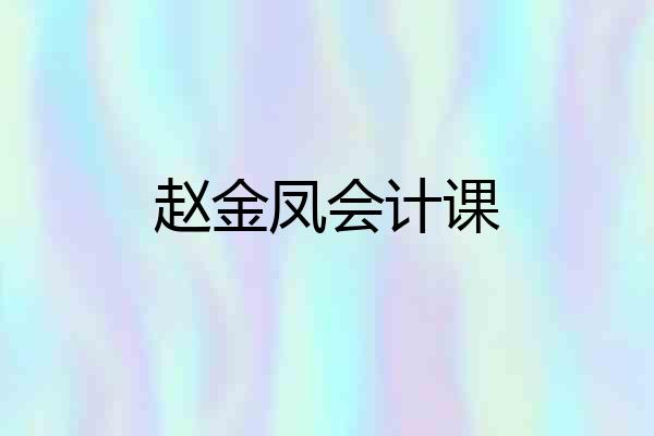 赵金凤会计课