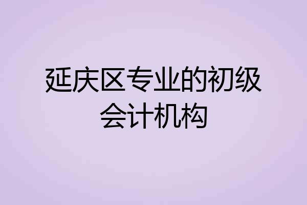延庆区专业的初级会计机构