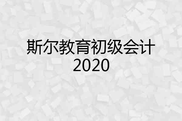 斯尔教育初级会计2020