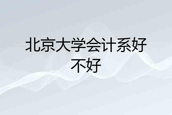 北京大学会计系好不好