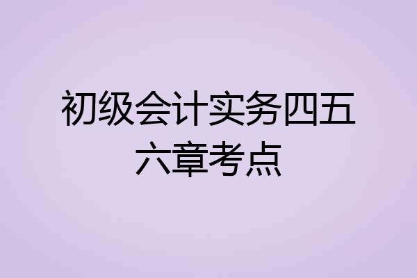 初级会计实务四五六章考点
