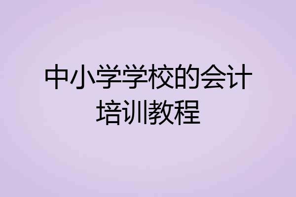 中小学学校的会计培训教程