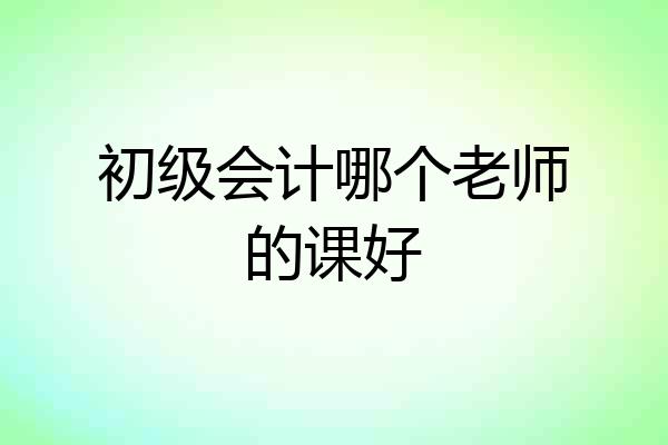 初级会计哪个老师的课好