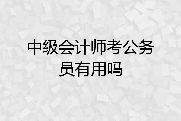 中级会计师考公务员有用吗