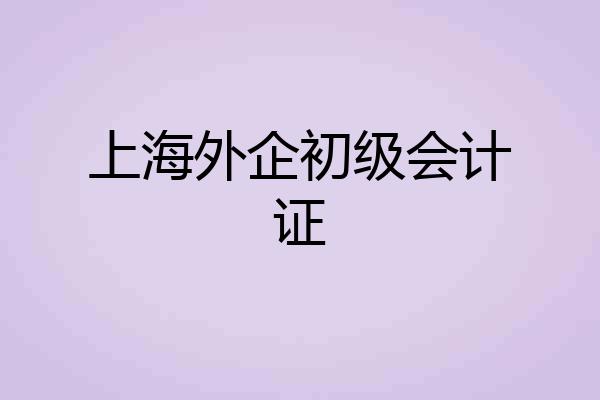 上海外企初级会计证