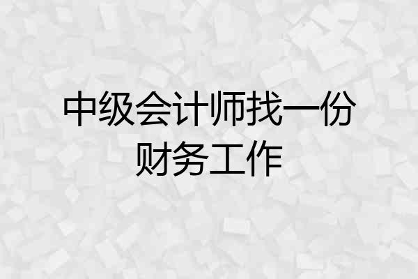 中级会计师找一份财务工作