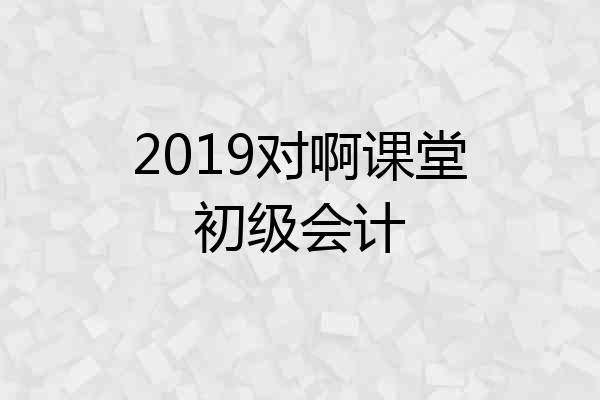 2019对啊课堂初级会计
