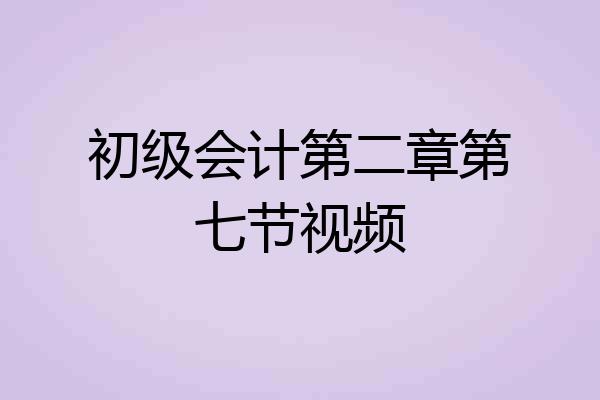 初级会计第二章第七节视频