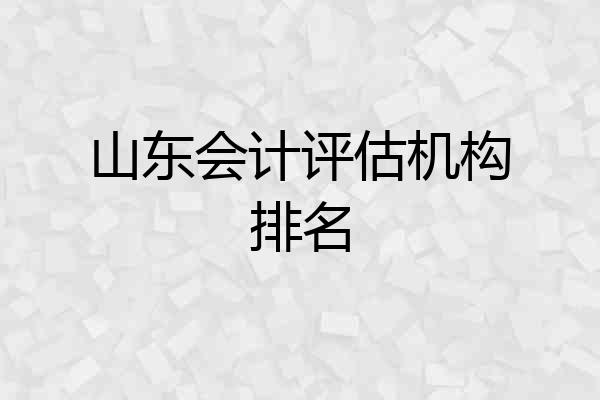 山东会计评估机构排名