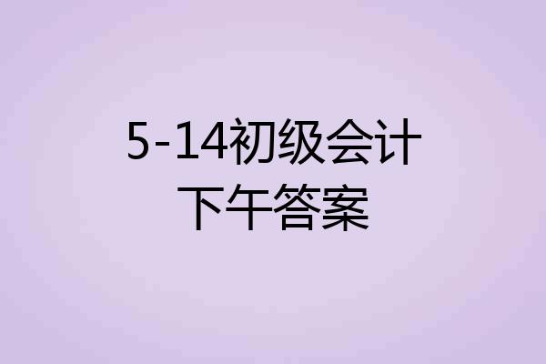 5-14初级会计下午答案