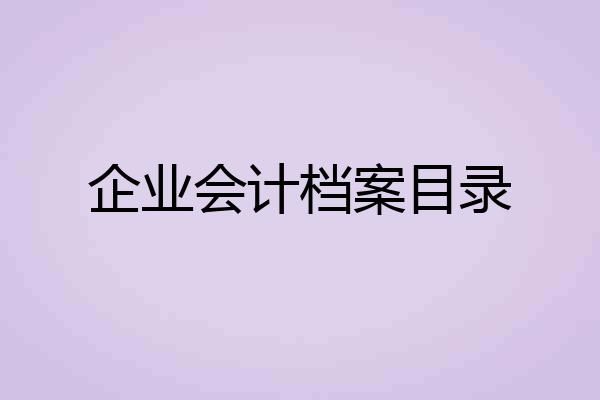 企业会计档案目录