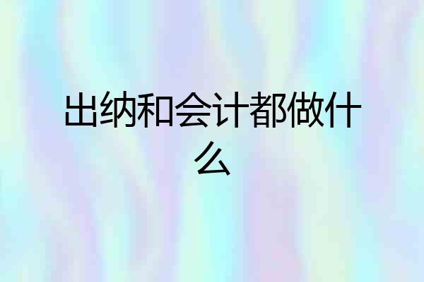 出纳和会计都做什么