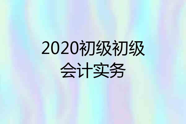 2020初级初级会计实务