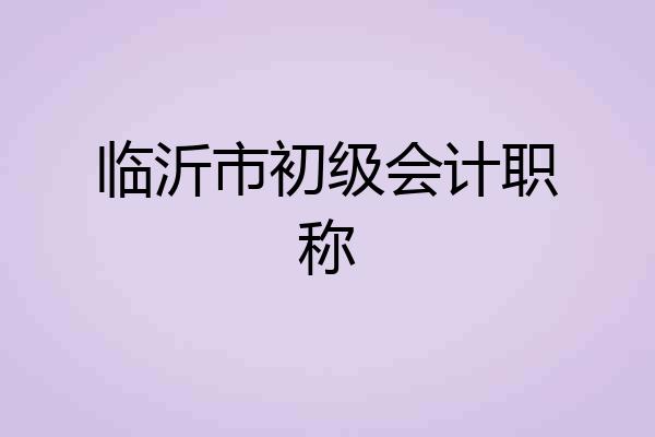 临沂市初级会计职称