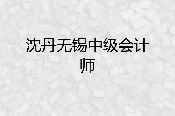 沈丹无锡中级会计师