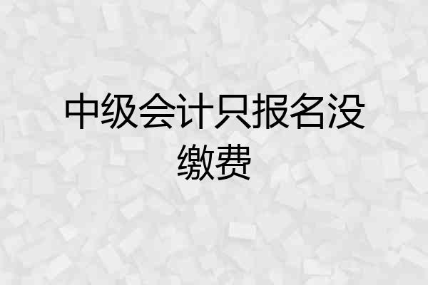 中级会计只报名没缴费