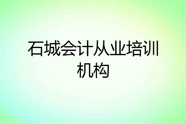石城会计从业培训机构