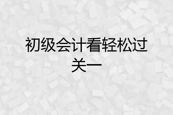 初级会计看轻松过关一