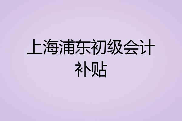上海浦东初级会计补贴