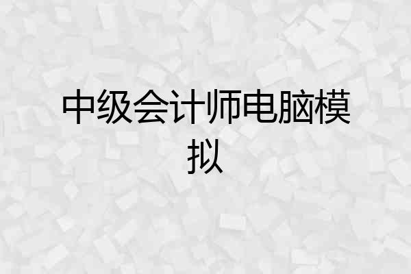 中级会计师电脑模拟