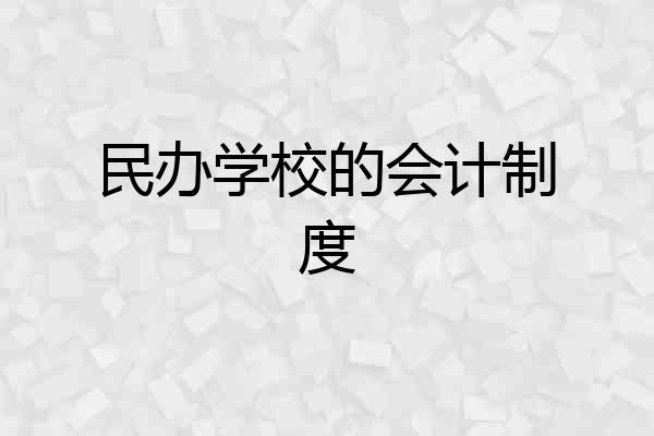 民办学校的会计制度